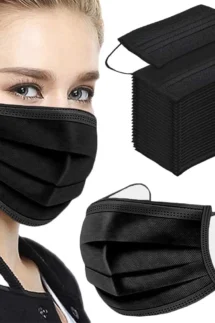 Face Mask with Nose Pin Black 50Pcs - Premium Protection