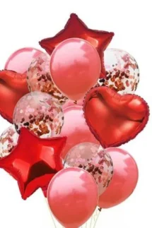 Heart Star Shape Foil Balloons 14 Pcs