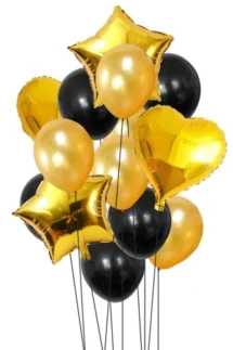 Black and Golden Balloons Pack (Metallic & Foil) – Pack of 10