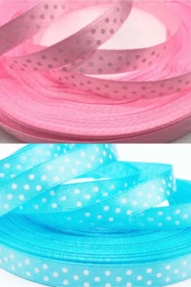 Polka Dot Satin Ribbon Blue | 30 Feet Roll - Tsstationers.pk