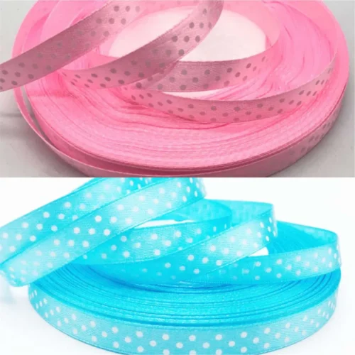 Polka Dot Satin Ribbon Blue | 30 Feet Roll - Tsstationers.pk