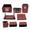 Senator Rexine Leather Office Desk Organizer 8 Pieces Set With Watch #20 (Mahroon)