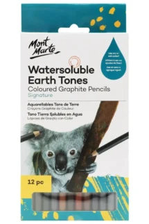 Mont Marte Watersoluble Earth Tones Coloured Graphite Pencils Signature 12pc