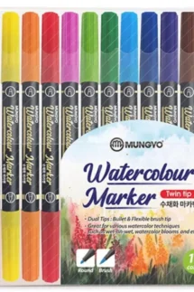 Mungyo Watercolor Twin Tip Pen set of 12 Multicolor Colors