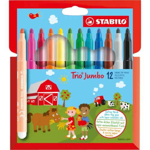 STABILO Extra-thick Fibre-Tip Pen Trio Jumbo Pack of 12