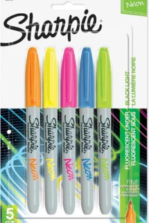 Sharpie Neon Fine Point Permanent Markers Pack of 5