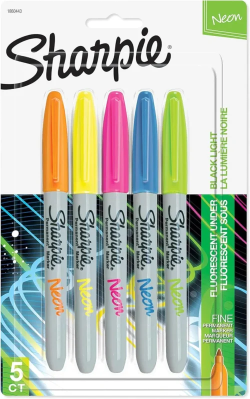 Sharpie Neon Fine Point Permanent Markers Pack of 5