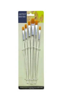 Transparent Flat Brushes Pack of 6