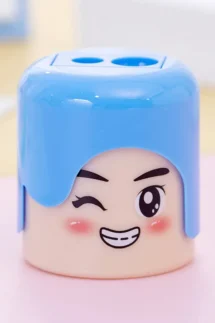 Cute Cartoon Smiling Face Double Hole Pencil Sharpener