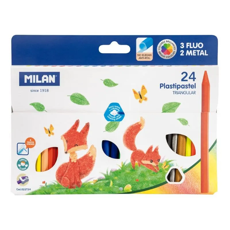 Milan Plasti Pastel Triangular Pencil Crayons Set Milan Plasti Pastel Triangular Pencil Crayons Set