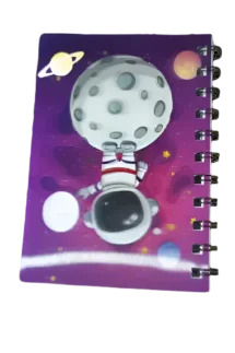 Astronaut Planet Gold Foiled Spiral Notebook 3D – A6 Journal for Space Lovers Step into the universe of creativity with the Astronaut Planet Gold Foiled Spiral Notebook 3D – A6 Journal, a beautifully crafted notebook designed to inspire dreamers, stargazers, and young creatives. With a captivating 3D astronaut and planet-themed cover, accented by shimmering gold foil details, this compact journal blends cosmic imagination with everyday practicality. Whether you're taking notes at school, journaling your thoughts, or sketching your next big idea, this A6-sized spiral notebook adds a celestial charm to your stationery collection. Explore the Features: 🌌 3D Astronaut & Planet Cover Design The notebook cover features an eye-catching astronaut floating in space, surrounded by planets and stars. The immersive 3D design creates a dynamic, tactile feel, making the notebook as fun to hold as it is to use. ✨ Elegant Gold Foil Accents Premium gold foil detailing highlights the stars, planets, and edges, giving the notebook a luxurious and magical finish that sparkles under the light. 🌀 Durable Spiral Binding The spiral binding allows for easy page turning and ensures the notebook lays flat while writing, drawing, or doodling. 📝 Smooth Ruled Pages Filled with high-quality ruled pages, this A6 notebook is perfect for writing, planning, or schoolwork. The compact size fits easily into backpacks, purses, or desk drawers. 🎁 Ideal Gift for Space Enthusiasts Perfect as a return gift, birthday surprise, or personal treat, this space-themed journal is a great choice for students, kids, teens, and adults who love astronomy and outer space. Why Choose This Notebook from Tsstationers.pk? Unique 3D astronaut and space design Compact and portable A6 size Stylish gold foil accents Ideal for school, journaling, or note-taking Makes a perfect gift for boys, girls, and space lovers Let your imagination take flight with this out-of-this-world stationery essential!