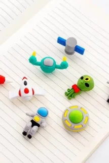 Cute Cartoon Alien Spaceship Erasers for Kids 4Pcs Set