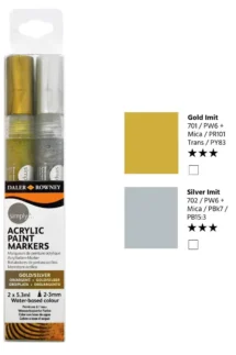 Daler Rowney Simply Acrylic Paint Marker Gold & Silver Set of 2 Pcs