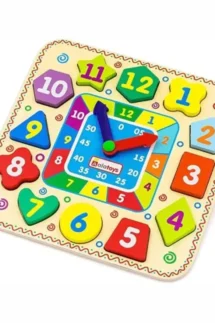 Educational Wooden Clock with Geometric for Kids