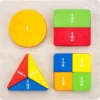 Geometric Sorter Fractions Rubber Wooden Plate