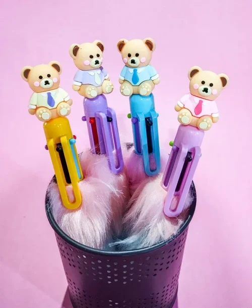 Teddy Bear Feather Fur Multicolor Gel Pen