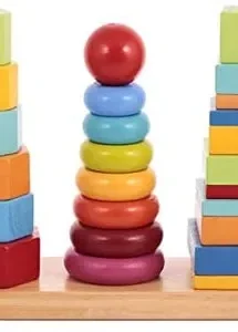 Wooden Tower Shape 3 Columns Age3+ - Multicolor