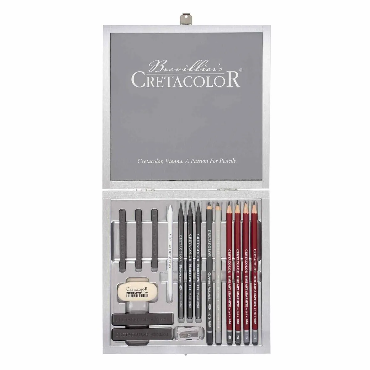 Cretacolor Silver Box Graphite Drawing Set of 17 Cretacolor Silver Box Graphite Drawing Set of 17