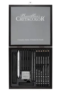 Cretacolor Wooden Black Box Charcoal and Drawing Set of 20