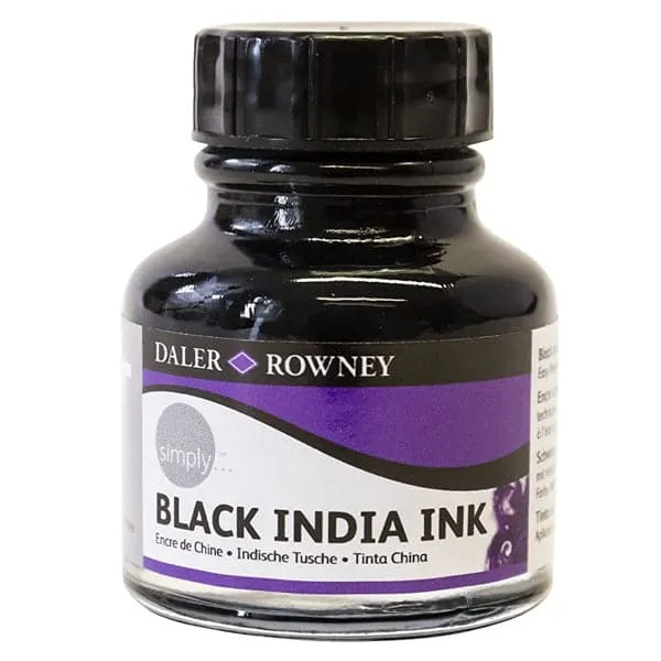 Daler Rowney Black Indian Ink 29.5Ml Bottle Daler Rowney Black Indian Ink 29.5Ml Bottle