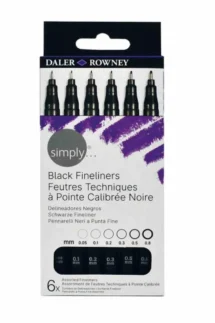 Daler Rowney Simply Black Fineliner Pen Set of 6 Pcs
