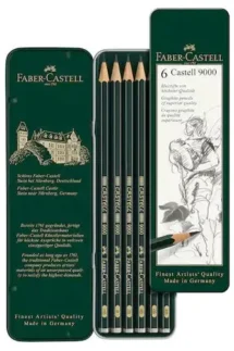 Faber Castell 9000 Graphite Pencil Art Tin Set of 6
