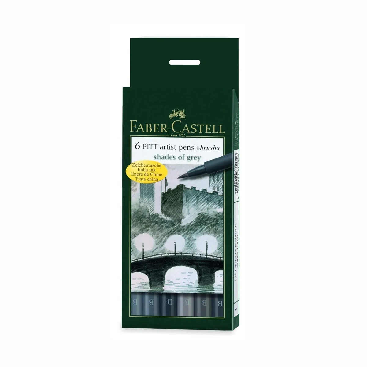 Faber Castell Pitt Artist Brush Pen Grey Set of 6 Faber Castell Pitt Artist Brush Pen Grey Set of 6
