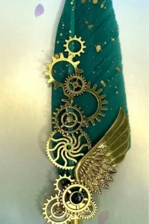 Feather Calligraphy Pen with Small Stone - Multicolour