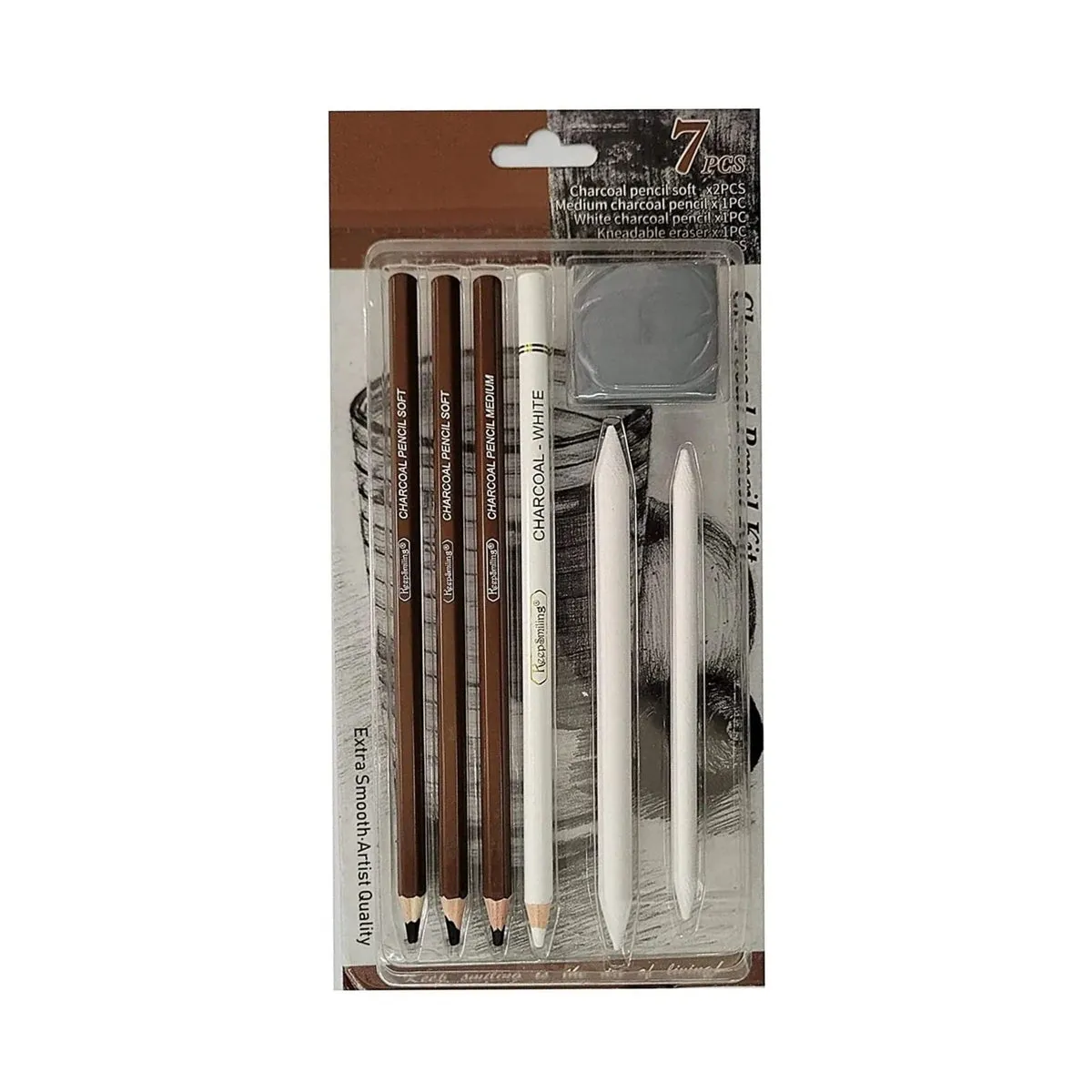 Keep Smiling Black & White Charcoal Pencil Kit Keep Smiling Black & White Charcoal Pencil Kit
