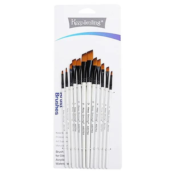 Keep Smiling Chisel Tip Paint Brush Pack of 12 Keep Smiling Chisel Tip Paint Brush Pack of 12