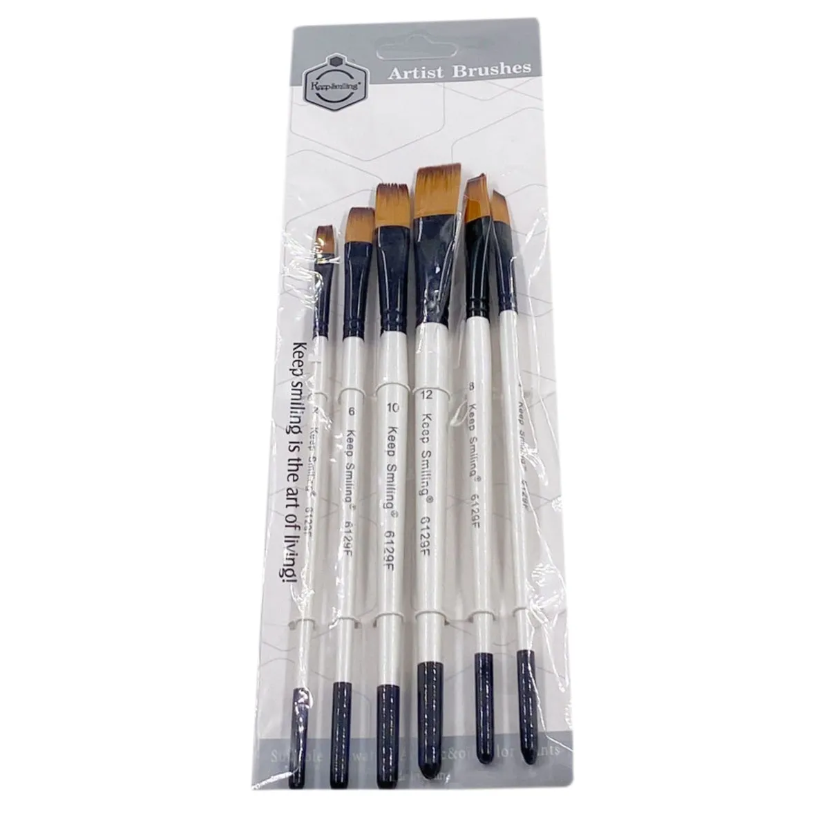 Keep Smiling Flat Tip Paint Brush Pack of 6 Keep Smiling Flat Tip Paint Brush Pack of 6